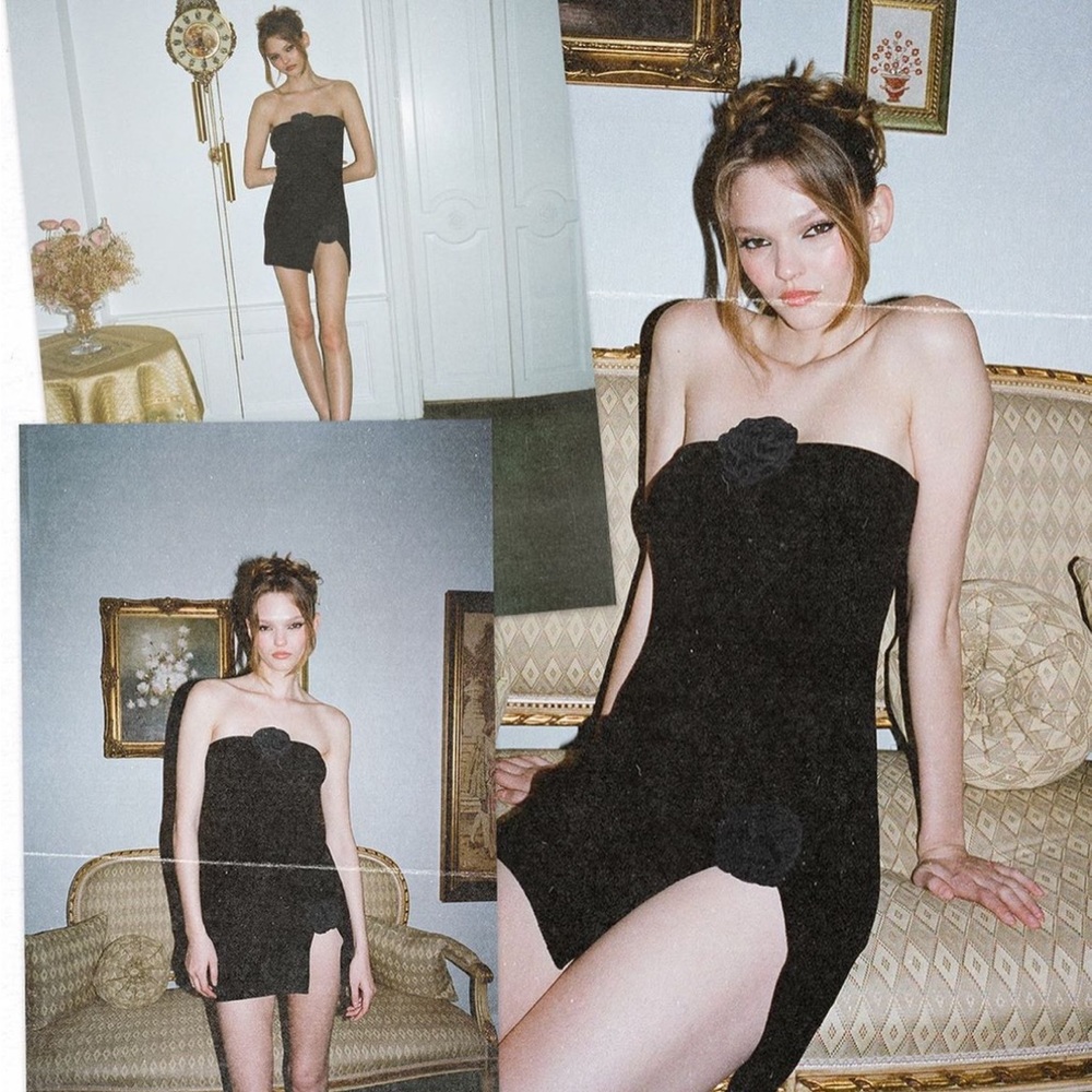 With Jean Mercer rosette dress